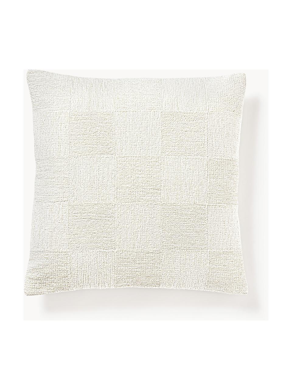 Chenille kussenhoes Keeley, 100% katoen, Off White, B 50 x L 50 cm