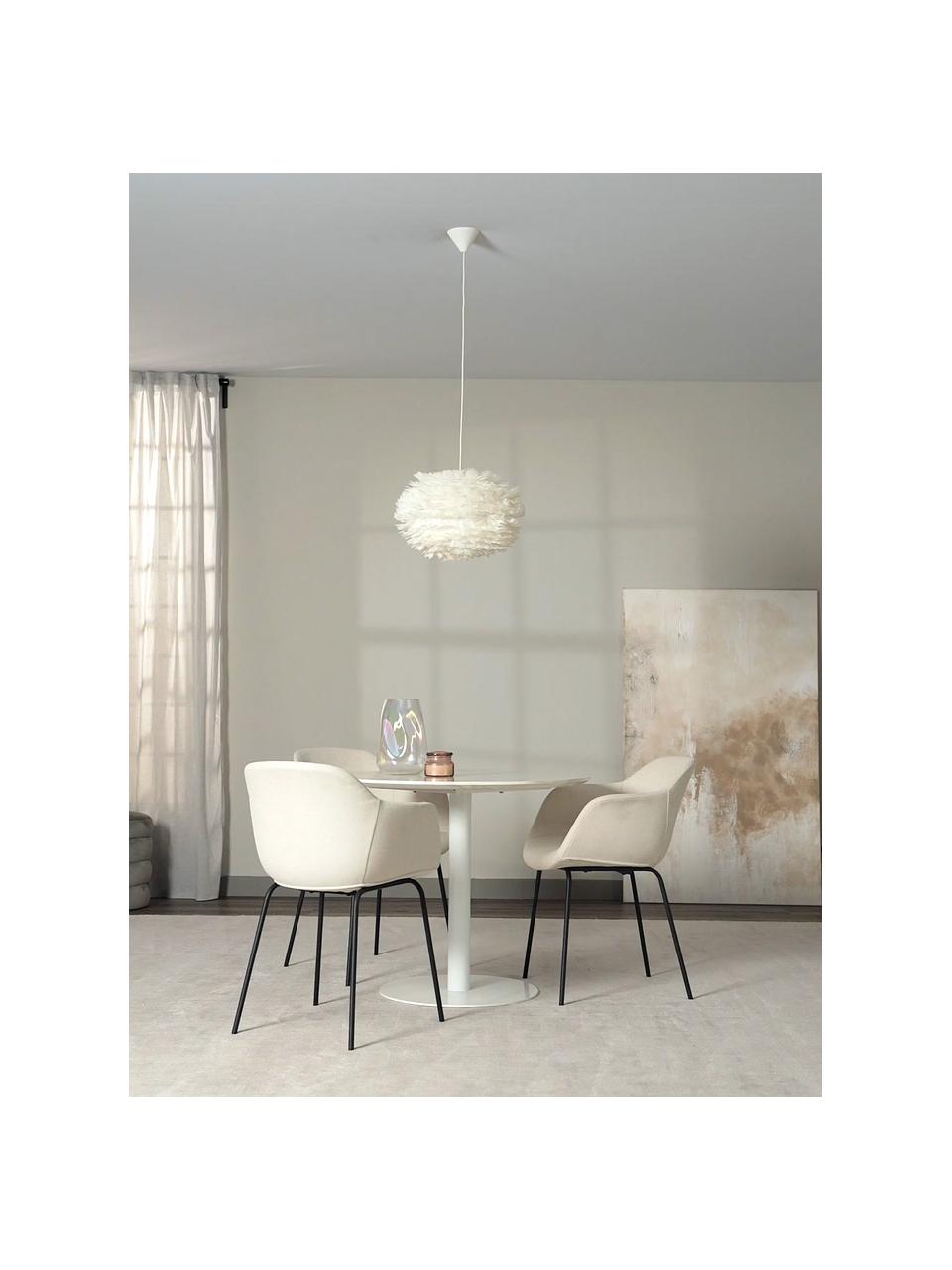 Závesná lampa z peria Eos, Biela, Ø 45 x V 30 cm