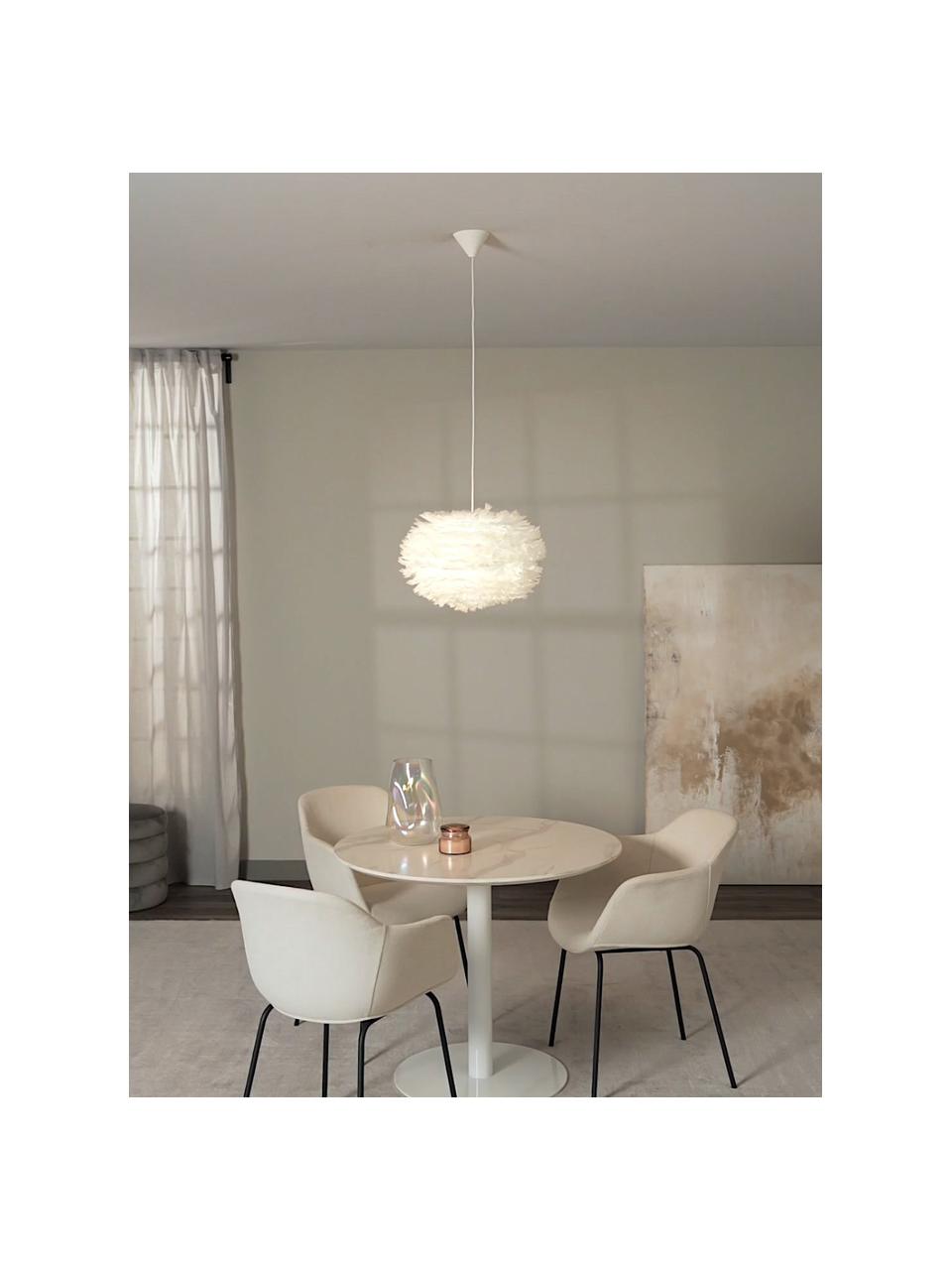 Hanglamp Eos van veren, Lampenkap: ganzenveren, RDS-gecertif, Wit, Ø 45 cm x H 30 cm