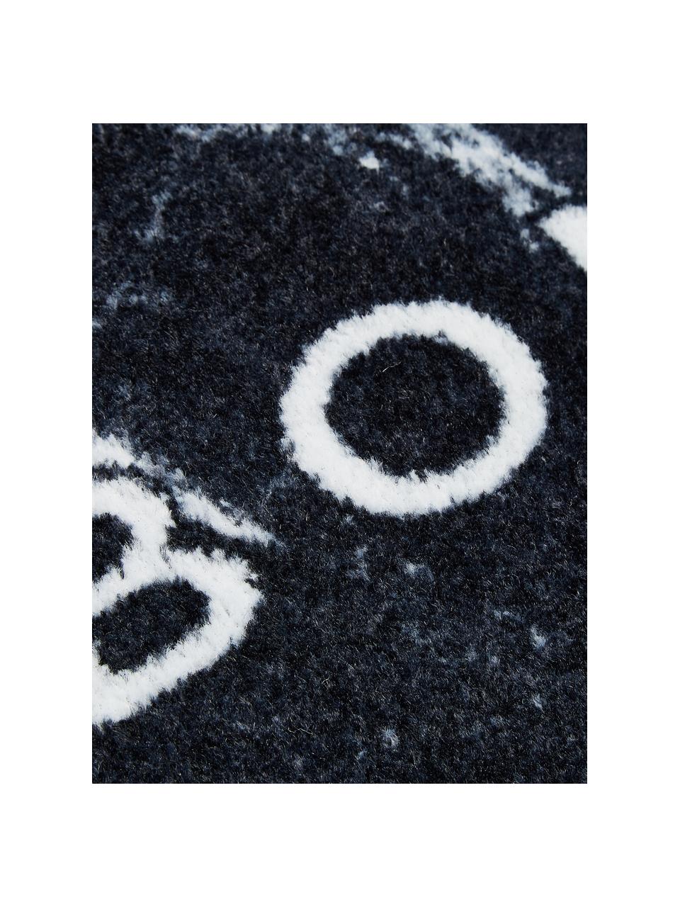 Paillasson lavable Bailey, Noir, blanc, larg. 50 x long. 75 cm