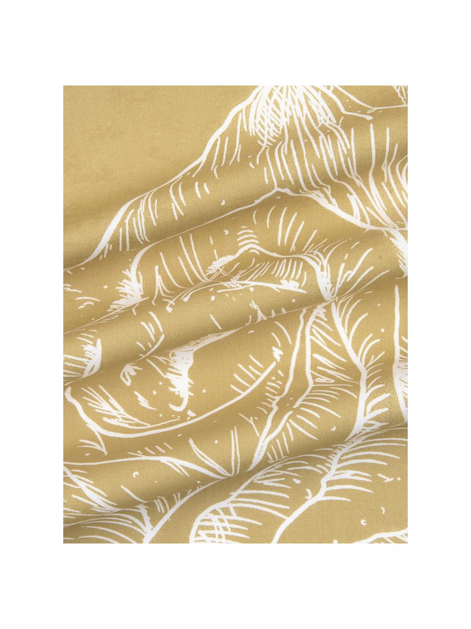 Perkálový povlak na polštář s květinovým potiskem Keno, 2 ks, Hořčičná žlutá, bílá, Š 40 cm, D 80 cm