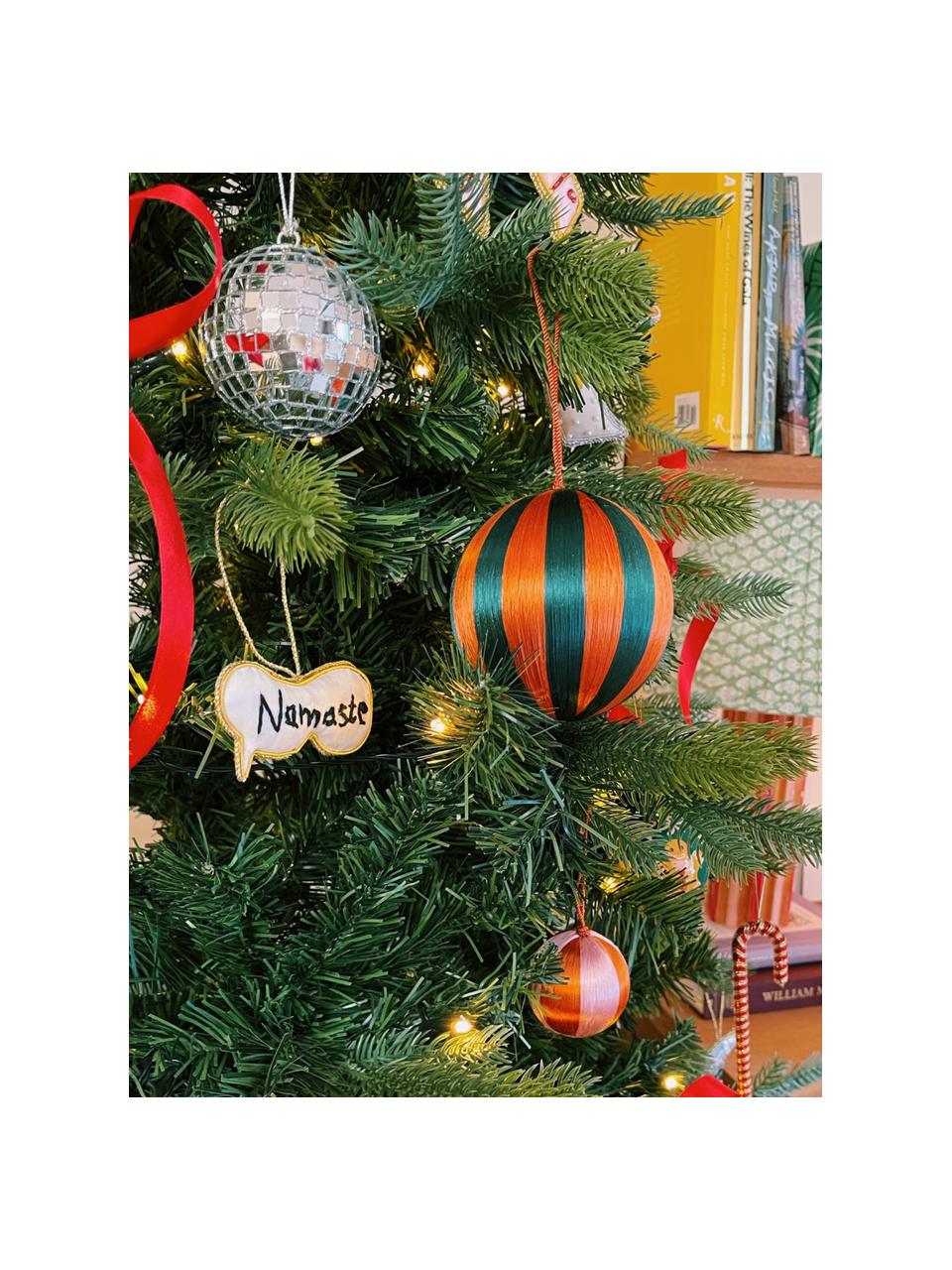 Addobbi albero di Natale Namaste 2 pz, Fibra sintetica, Bianco crema, dorato, Larg. 15 x Alt. 5 cm