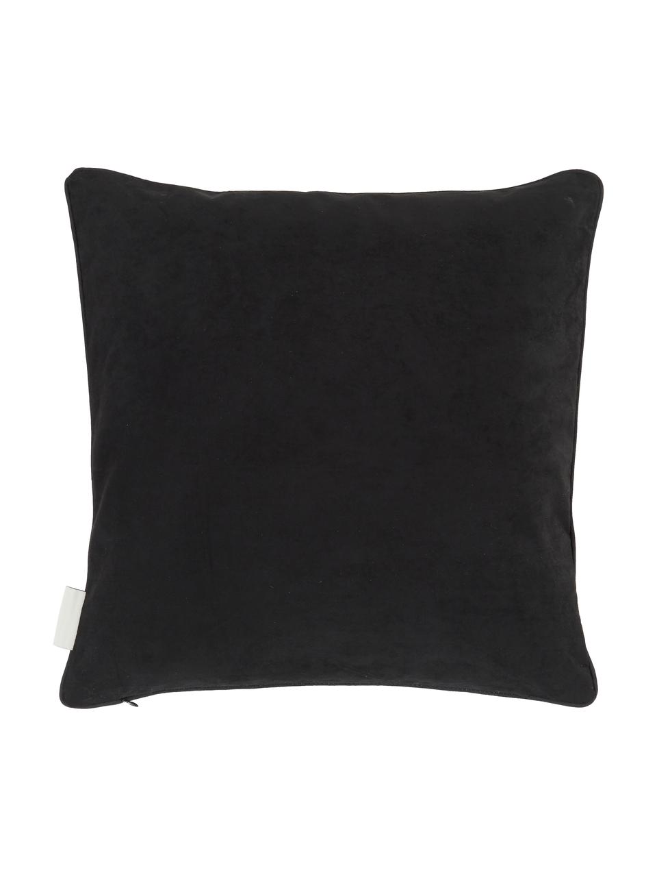 Poduszka z haftem z wypełnieniem Tina, 80% bawełna, 20% poliester, Czarny, beżowy, S 45 x D 45 cm