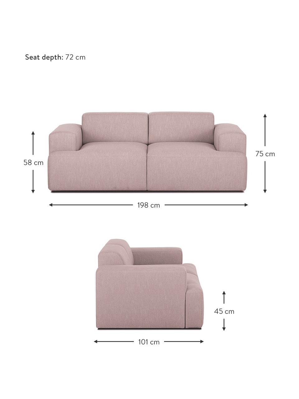 Sofa Melva (2-Sitzer), Bezug: 100% Polyester Der hochwe, Gestell: Massives Kiefernholz, FSC, Füße: Kunststoff, Webstoff Hellrosa, B 198 x T 101 cm
