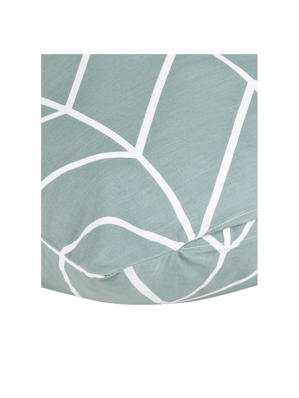 Baumwoll-Kopfkissenbezüge Mirja mit grafischem Muster, 2 Stück, Webart: Renforcé Fadendichte 144 , Grün, Cremeweiß, 40 x 80 cm