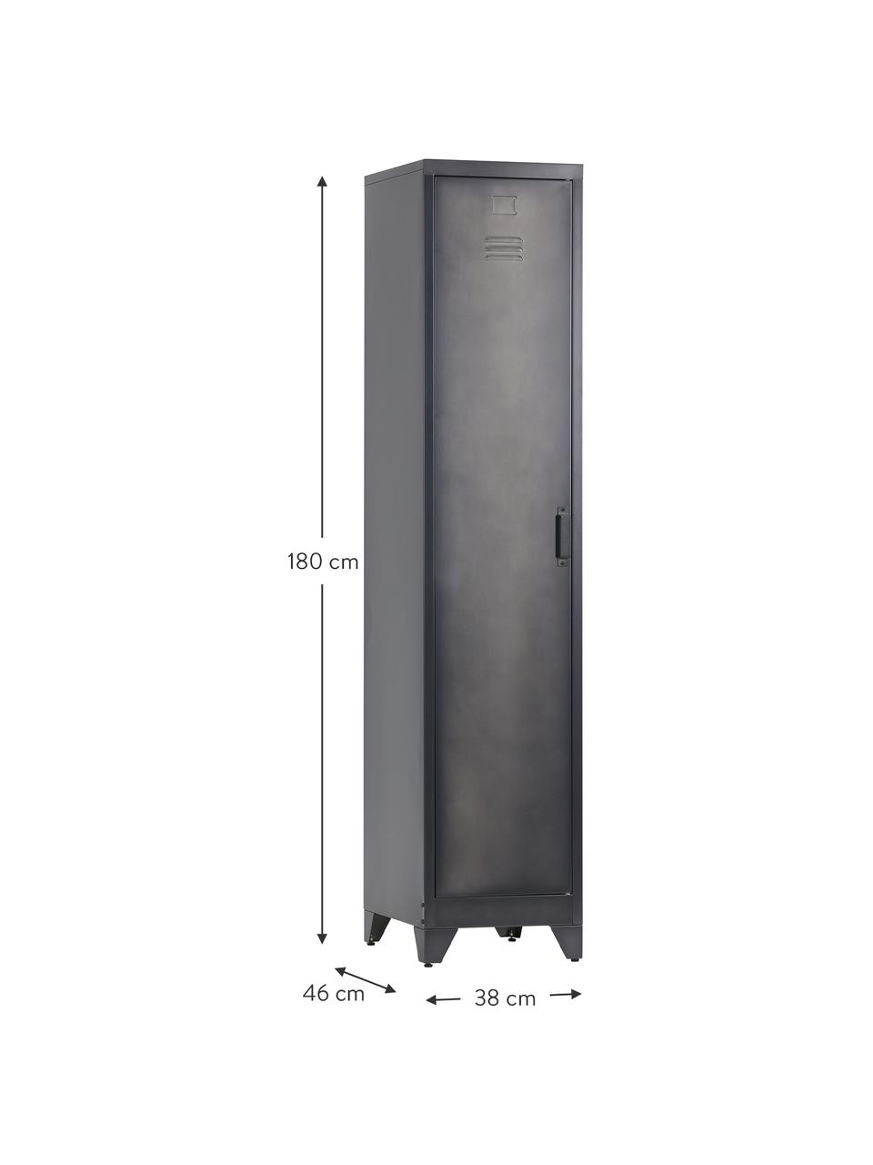 Metall-Spind Cas mit Tür, Metall, beschichtet, Dunkelgrau, B 38 x H 180 cm
