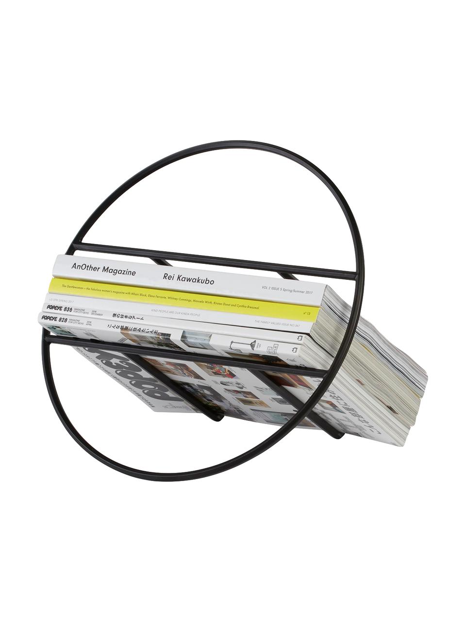 Zeitschriftenhalter Hoop, Metall, lackiert, Schwarz, Ø 35 x H 21 cm