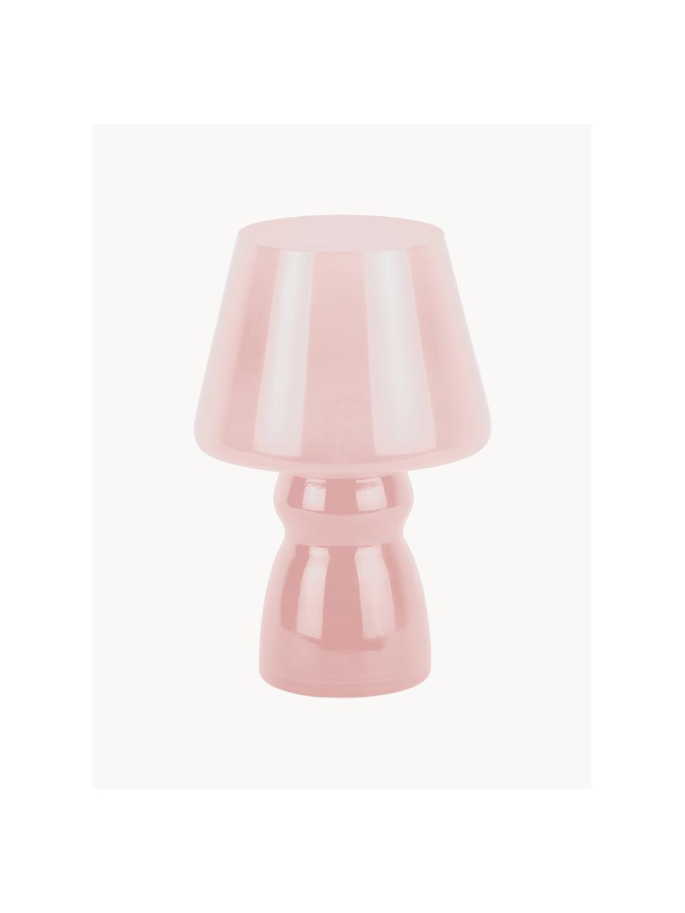 Lámpara de mesa pequeña Classic, portátil, Vidrio, Rosa pálido transparente, Ø 17 x Al 26 cm