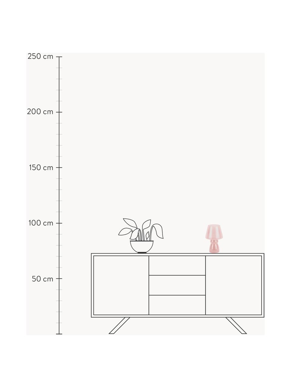 Kleine mobiele tafellamp Classic, Glas, Lichtroze, transparant, Ø 17 x H 26 cm