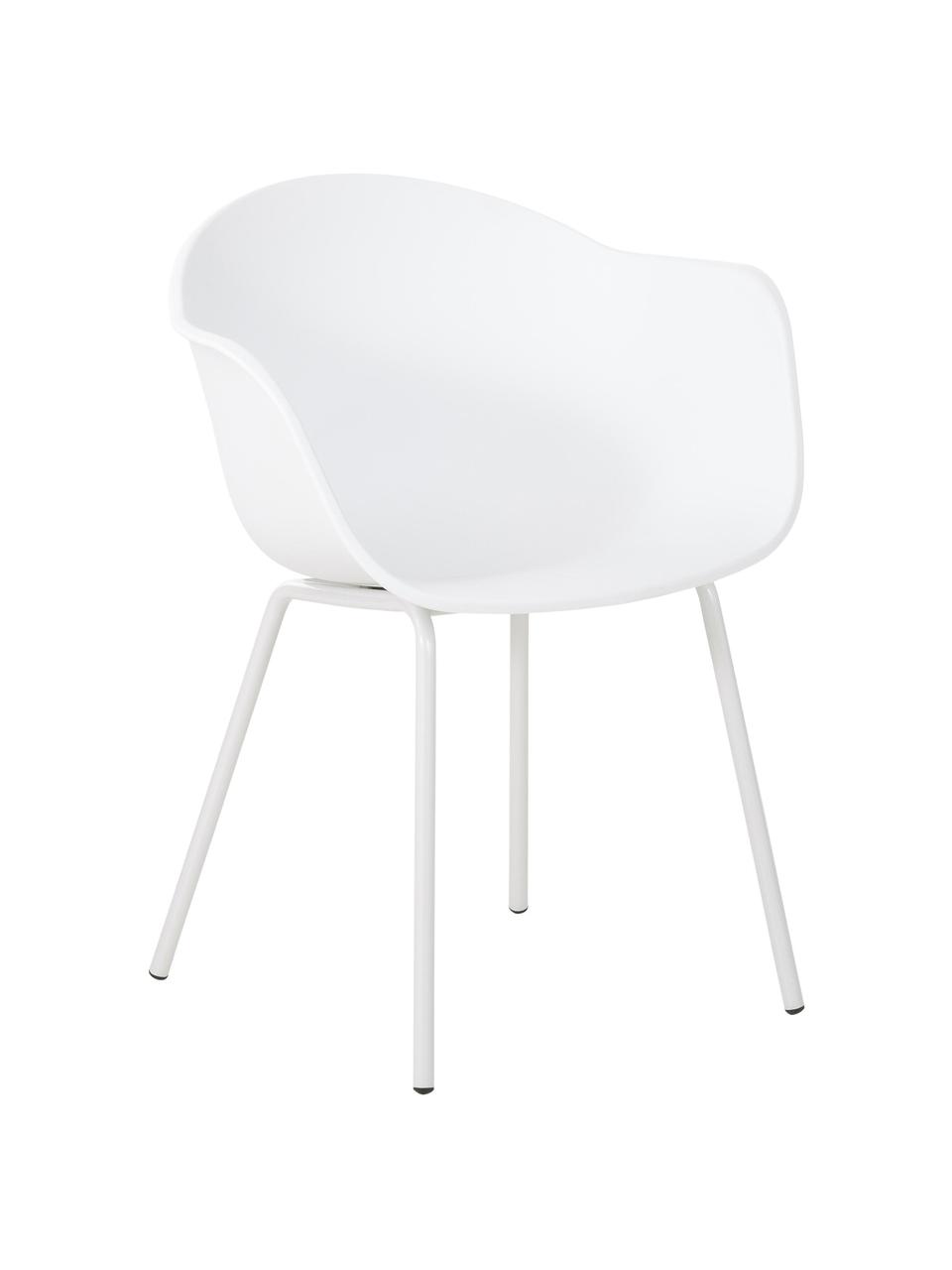 Silla con reposabrazos de plástico Claire, Asiento: plástico, Patas: metal con pintura en polv, Blanco, An 60 x F 54 cm