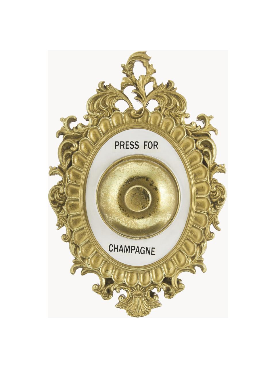 Wandobject Bell Press voor champagne, Frame: polyresin, Stolp: metaal, Goudkleurig, B 14 x H 23 cm