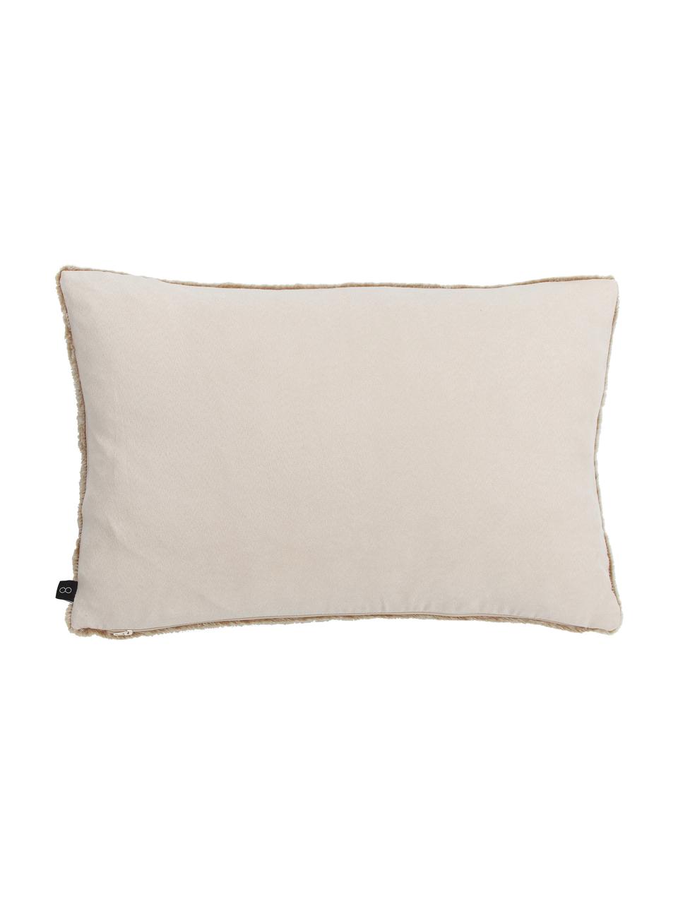 Zachte kussenhoes van imitatievacht Snow in beige, Beige, wit, B 40 x L 60 cm