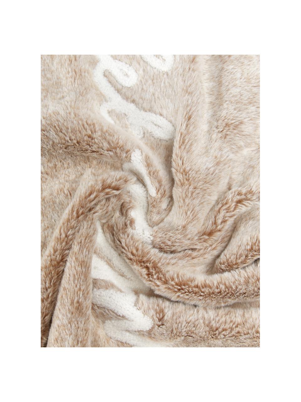 Flauschige Kunstfell-Kissenhülle Snow in Beige, Vorderseite: 100% Polyester, Rückseite: 100% Polyestersamt, Beige, Weiss, B 40 x L 60 cm