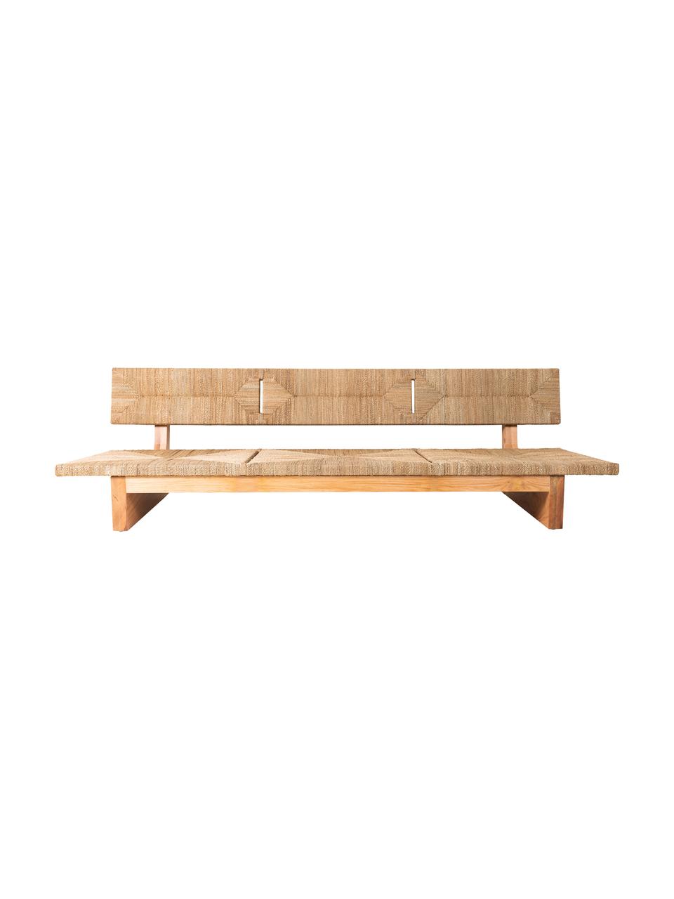 Loungebank Porch (3-zits) uit lampacanay vlechtwerk, Frame: eikenhout, Eikenhout, B 220 x D 91 cm