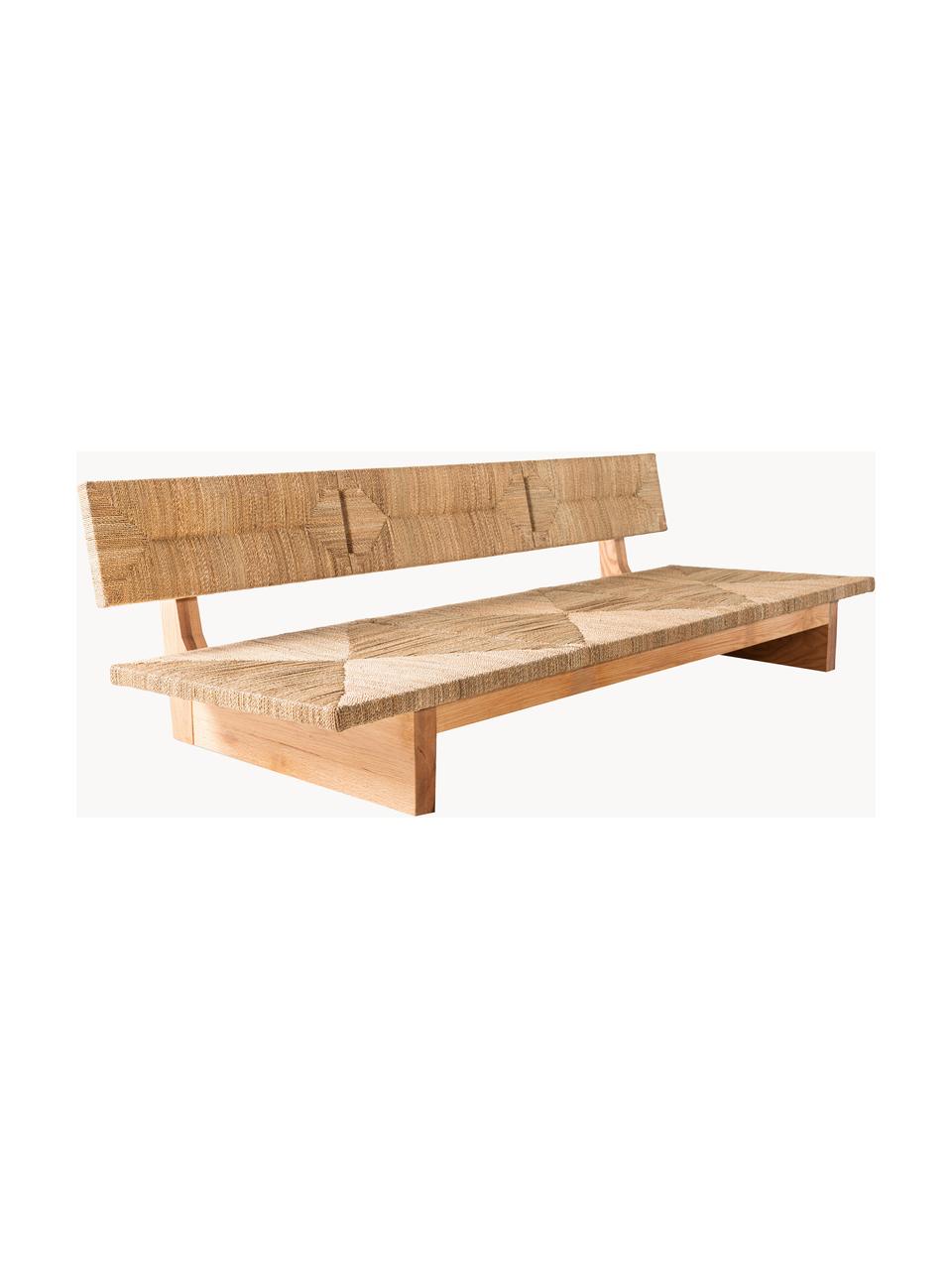 Loungebank Porch (3-zits) uit lampacanay vlechtwerk, Frame: eikenhout, Eikenhout, B 220 x D 91 cm