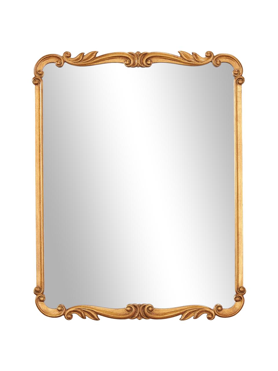 Eckiger Barock-Wandspiegel Francesca, Rahmen: Mitteldichte Holzfaserpla, Rückseite: Mitteldichte Holzfaserpla, Spiegelfläche: Spiegelglas, Goldfarben, B 53 x H 66 cm