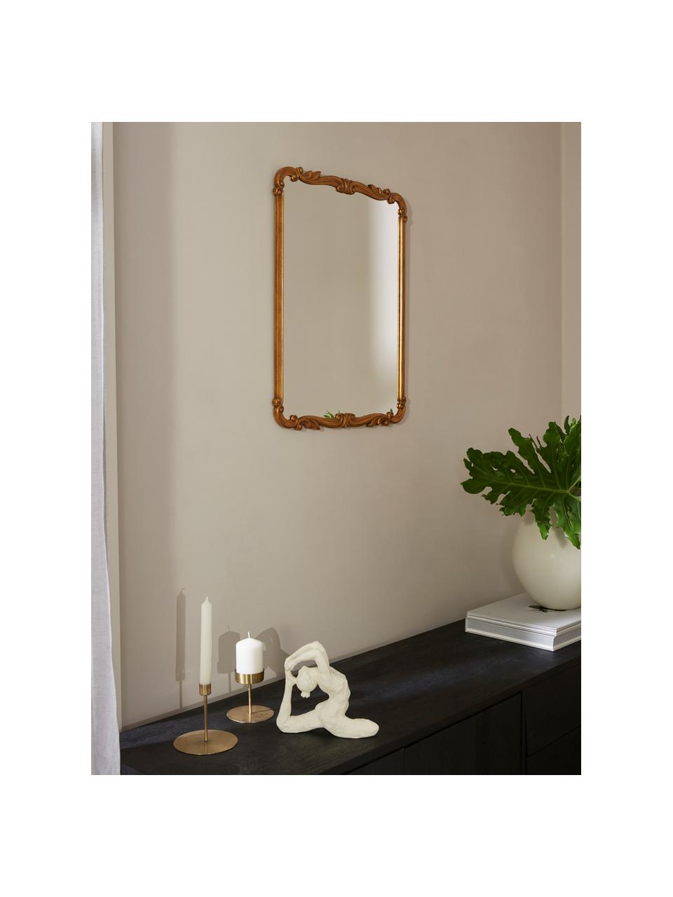 Vierkante barokke wandspiegel Francesca, Lijst: gecoat MDF, Goudkleurig, B 53 x H 66 cm