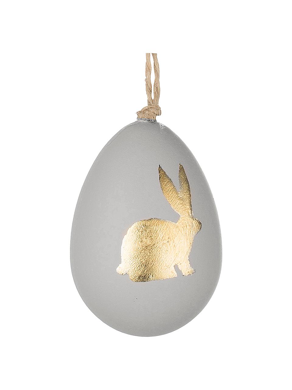 Adorno para colgar Bunny, 3 uds., Plástico, Gris, dorado, Ø 4 x Al 6 cm