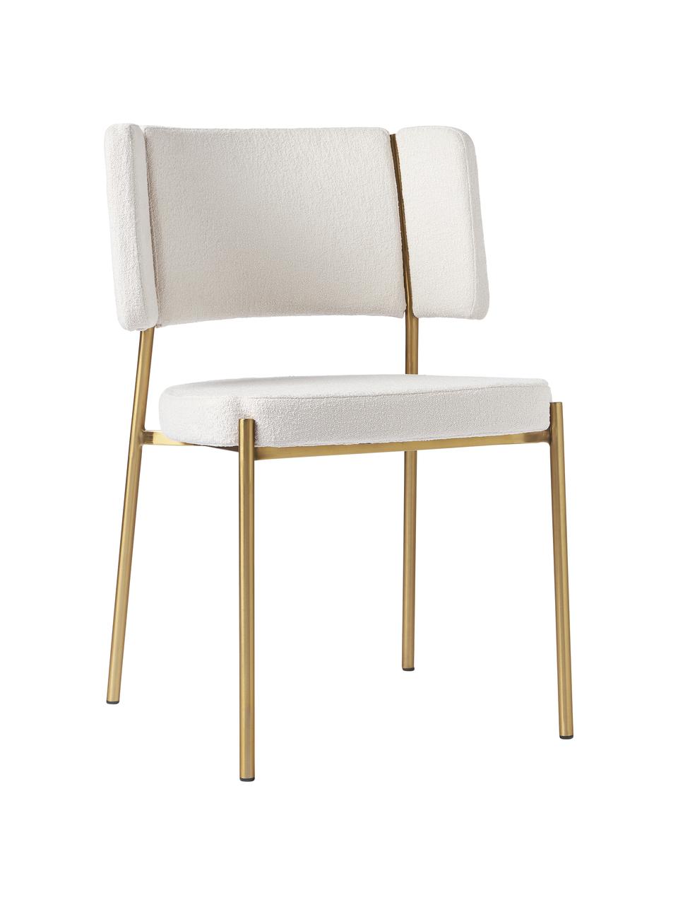 Bouclé čalouněné židle Samantha, 2 ks, Tlumeně bílá, zlatá, Š 55 cm, H 55 cm
