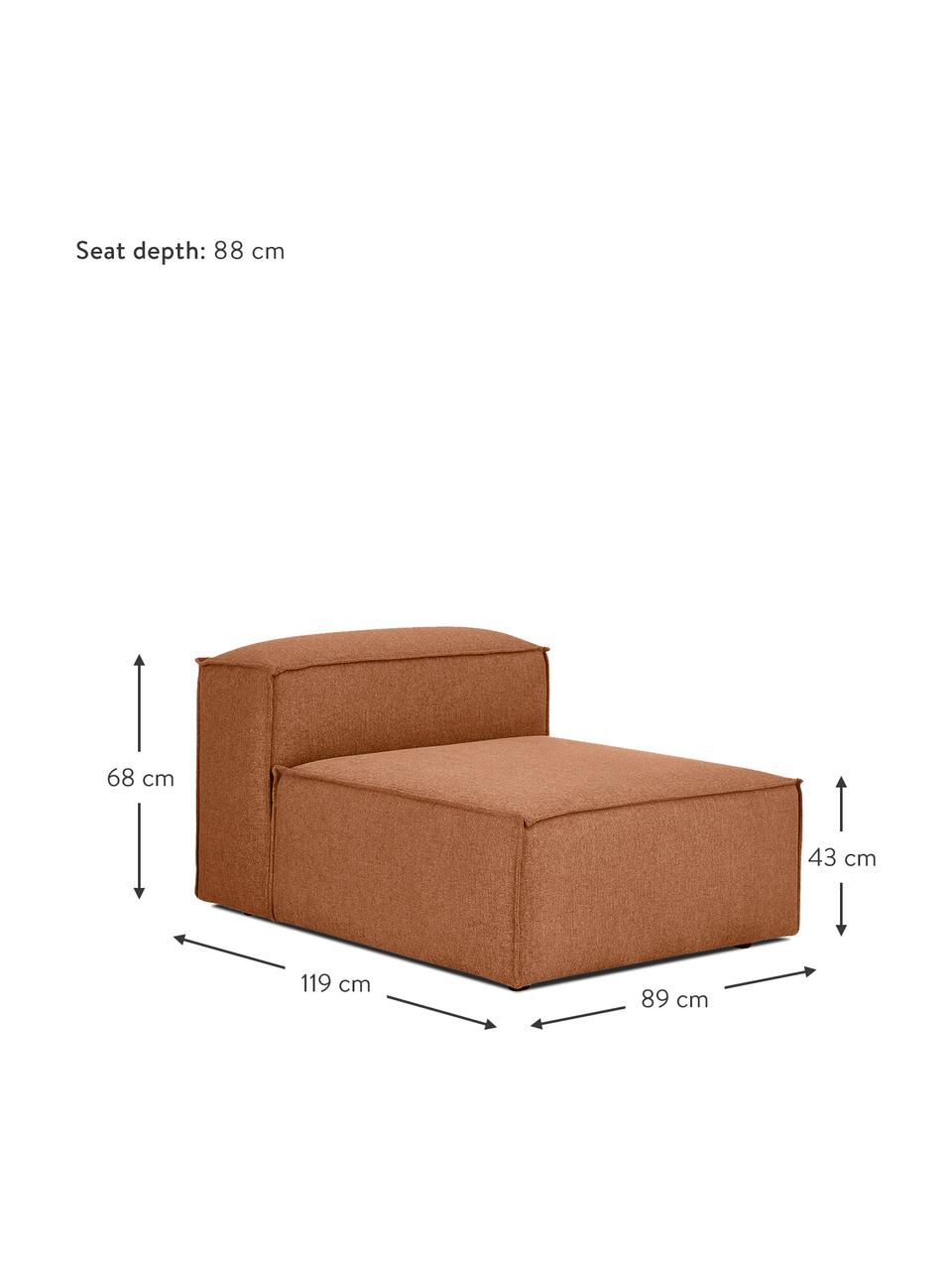 Modulo centrale Lennon, Rivestimento: 100% poliestere Con 115.0, Struttura: legno di pino massiccio, , Piedini: plastica, Tessuto color torrone, Larg. 89 x Prof. 119 cm