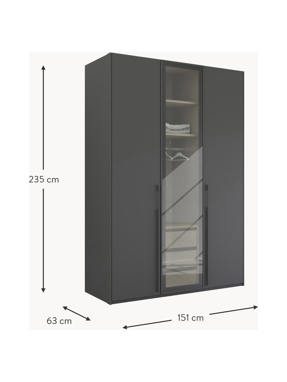 Drehtürenschrank Skat Shine mit beleuchteten Glastüren, Griffe: Metall, beschichtet, Anthrazit, B 151 x H 223 cm