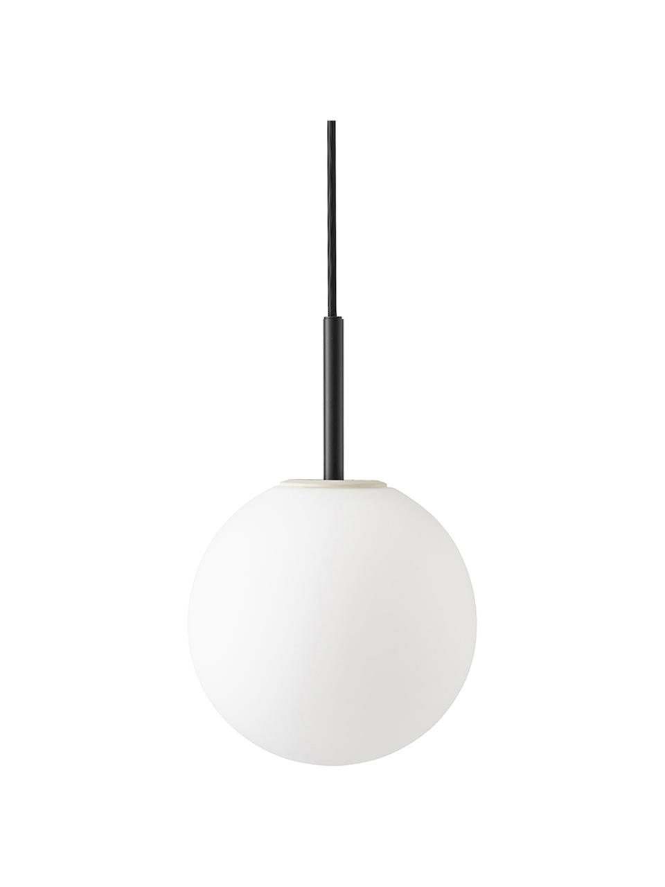 Lampada a sospensione a LED in vetro opale TR Bulb, Paralume: vetro opale, Decorazione: acciaio verniciato a polv, Baldacchino: materiale sintetico, Bianco, nero, Ø 20 x Alt. 32 cm