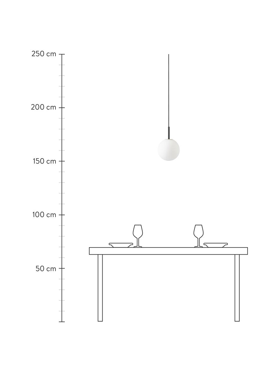 Kleine Pendelleuchte TR Bulb aus Opalglas, Lampenschirm: Opalglas, Dekor: Stahl, pulverbeschichtet, Baldachin: Kunststoff, Weiss, Schwarz, Ø 20 x H 32 cm