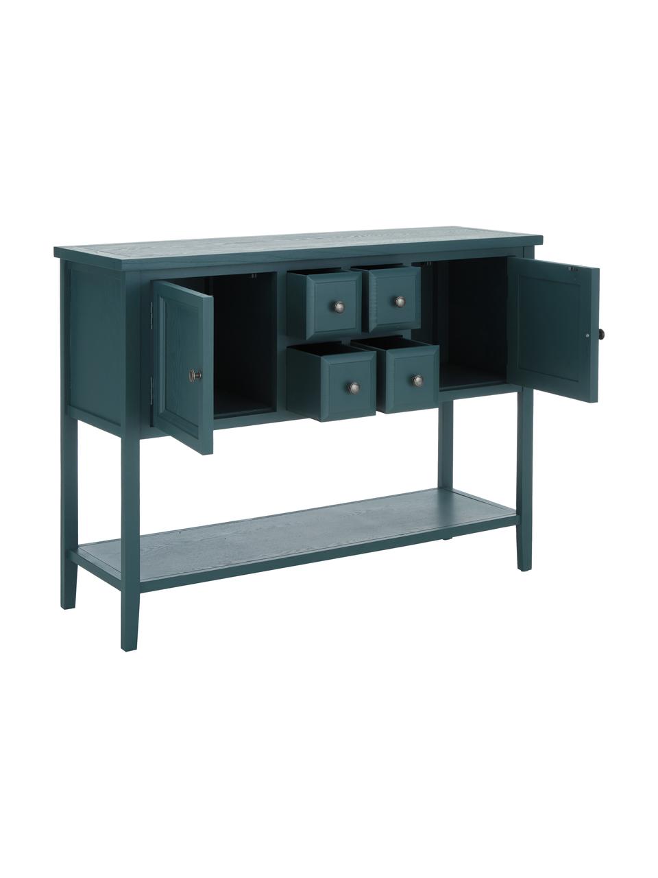 Blauw dressoir Amy in landelijke stijl, Frame: olmenhout, gelakt grenenh, Petrolkleurig, B 116 x H 86 cm