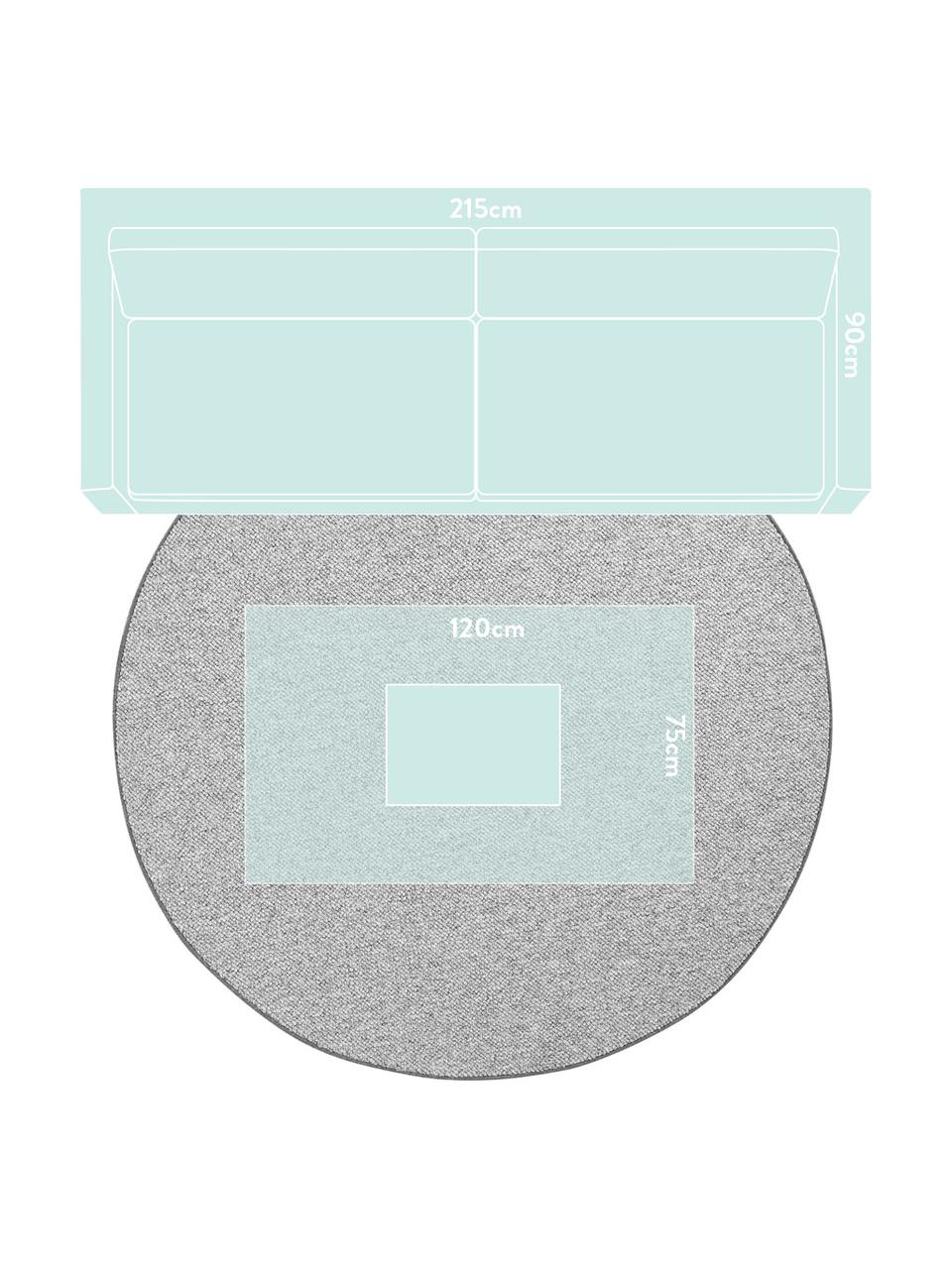 Rond vloerkleed Lyon met lussenpool, Bovenzijde: 100% polypropyleen, Onderzijde: vlies, Gemengd grijs, Ø 200 cm (maat L)