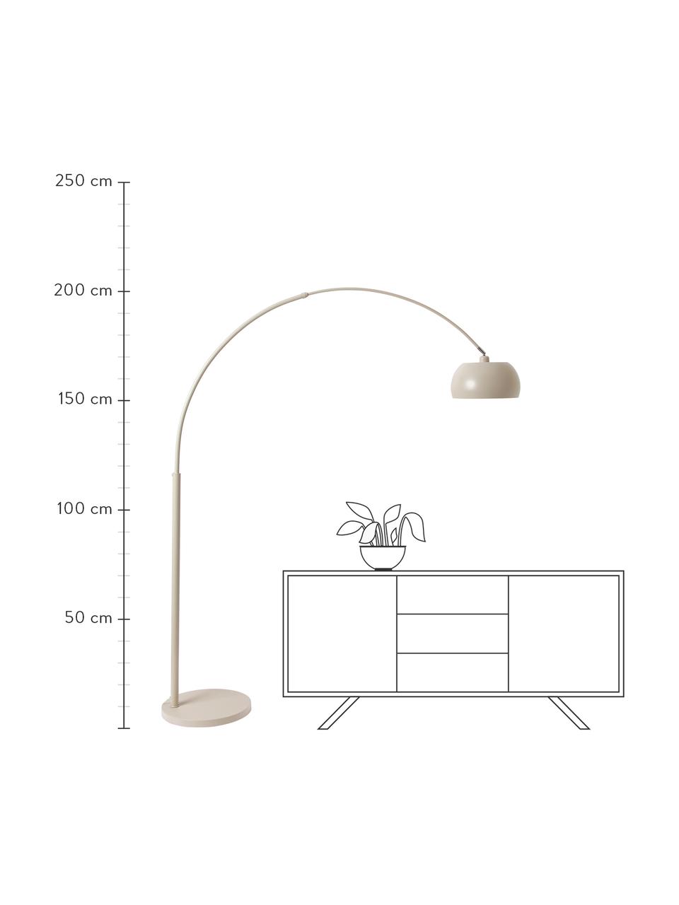 Grote booglamp Bowie, Lamp: gepoedercoat metaal, Beige, Ø 32 x H 202 cm