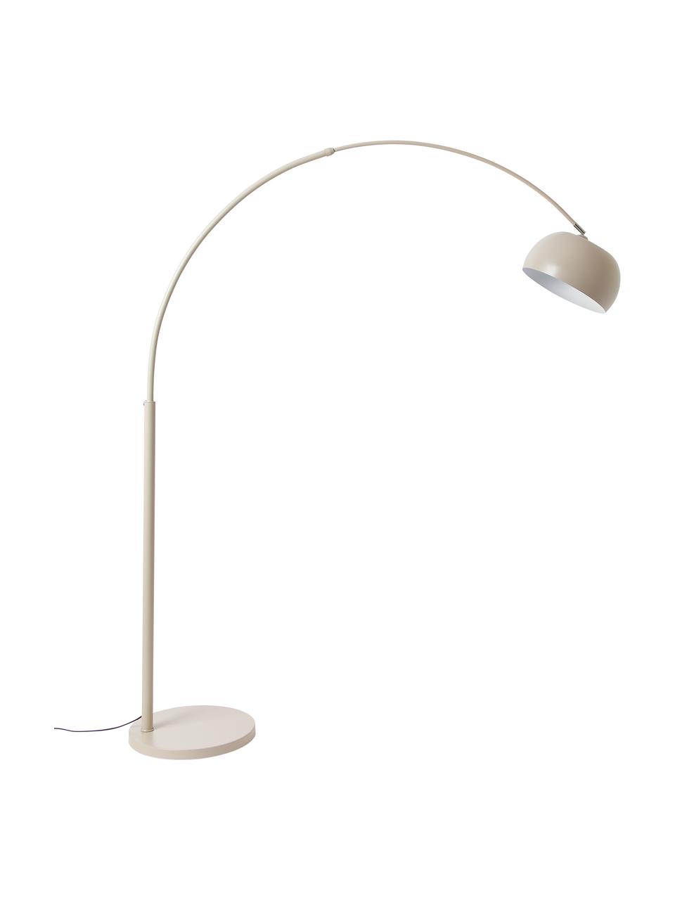 Lámpara de arco grande Bowie, Lámpara: metal con pintura en polv, Cable: cubierto en tela, Beige, Ø 32 x Al 202 cm
