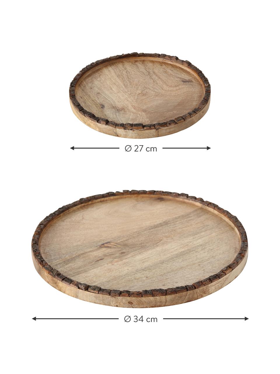 Bandejas decorativas Widdo, 2 uds., Madera de mango, Claro madera, Set de diferentes tamaños