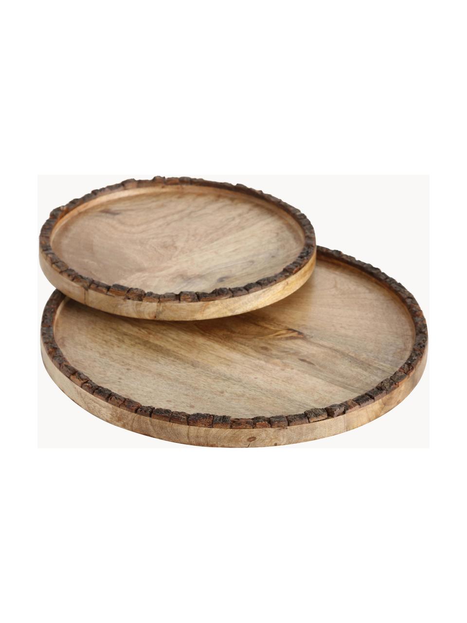 Tablettes décoratives en bois Widdo, 2 élém., Bois de manguier, enduit, Bois clair, Lot de différentes tailles