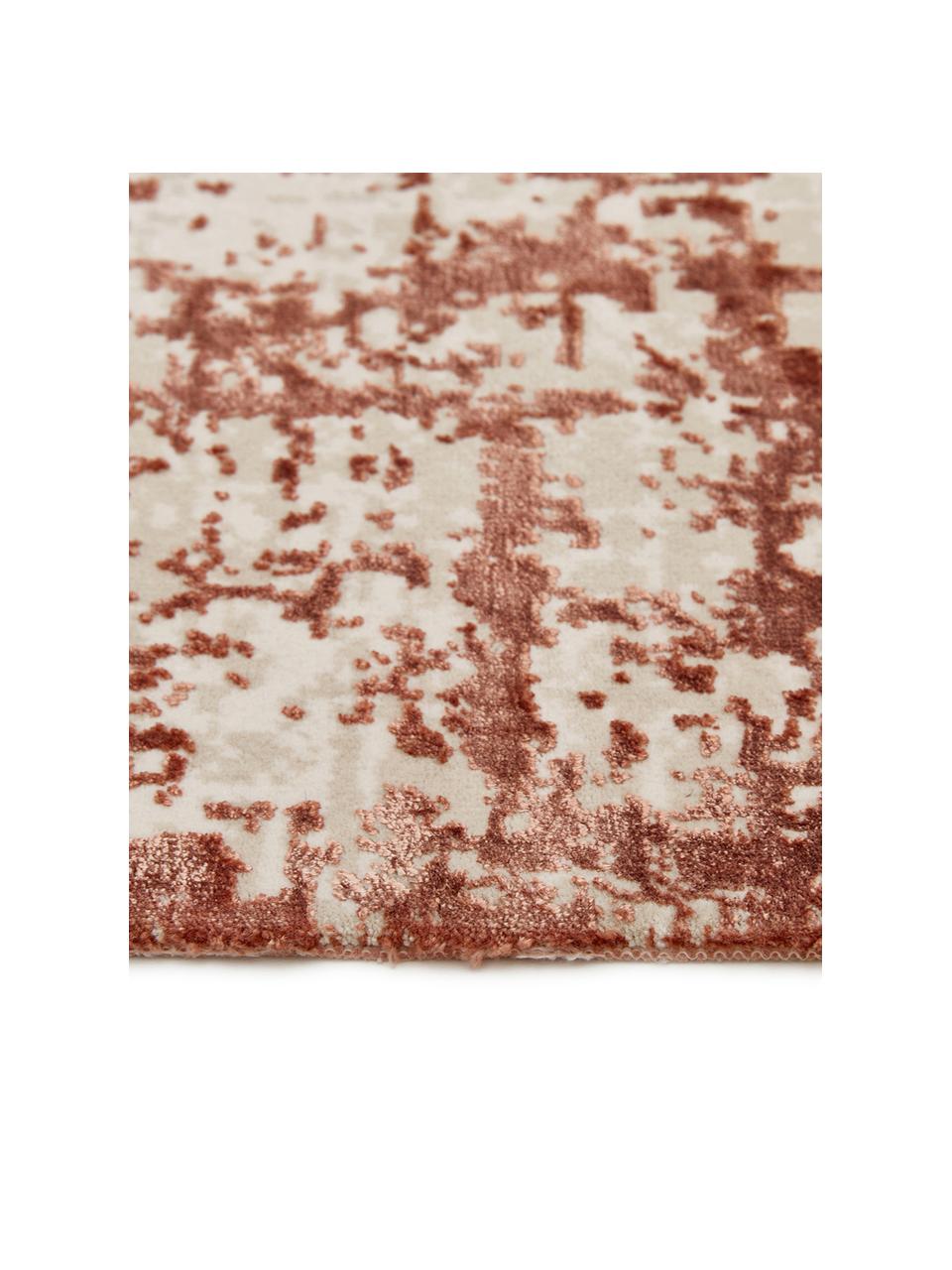 Tapis vintage terracotta beige à franges Cordoba, Terre cuite, beige