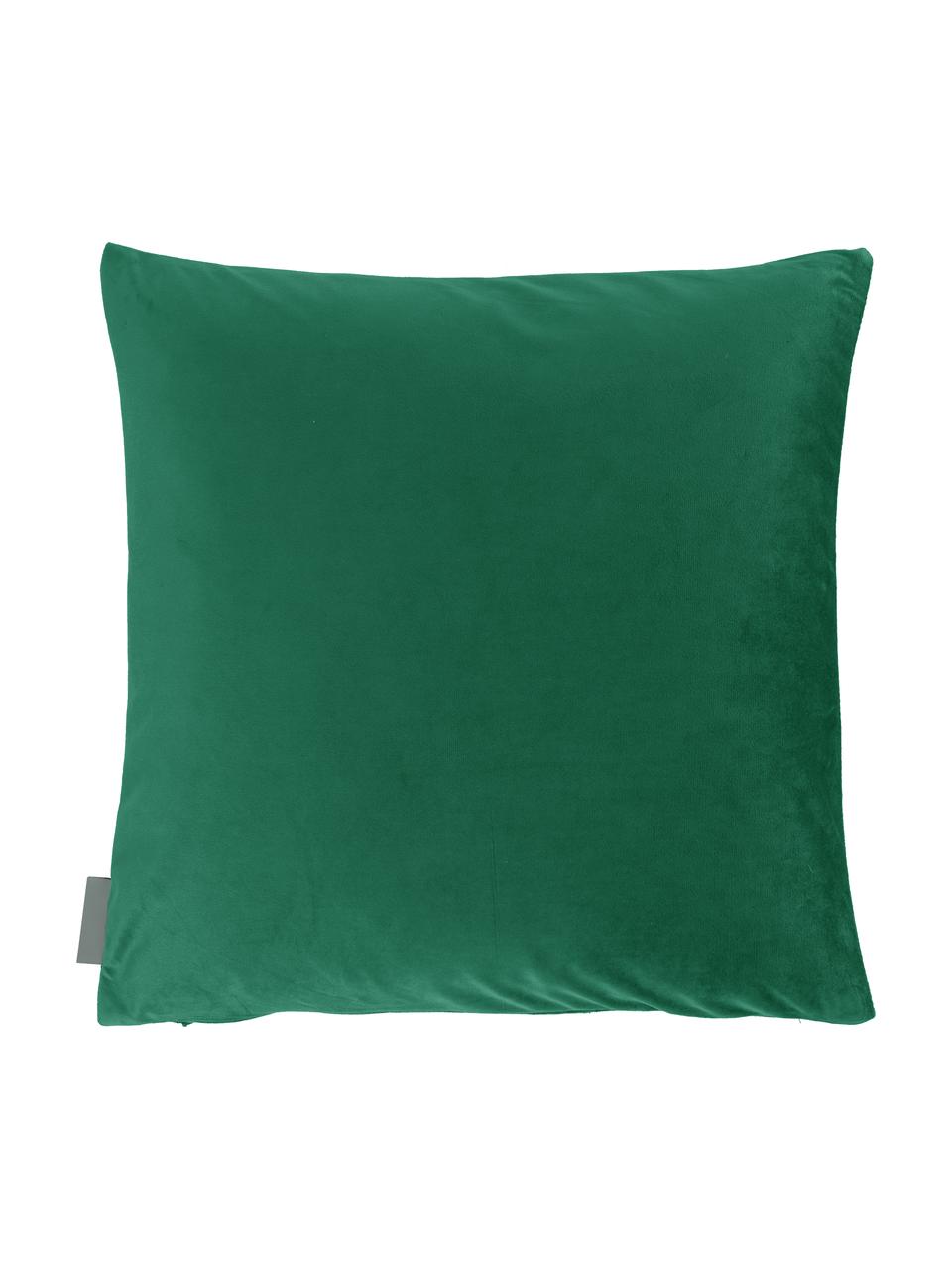 Cojín de terciopelo bordado Crane, con relleno, 100% terciopelo de poliéster, Verde, dorado, An 45 x L 45 cm