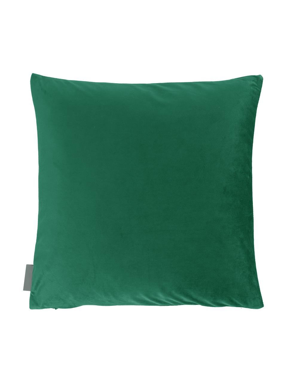 Cuscino in velluto ricamato con imbottitura Crane, Velluto di poliestere, Verde, dorato, Larg. 45 x Lung. 45 cm
