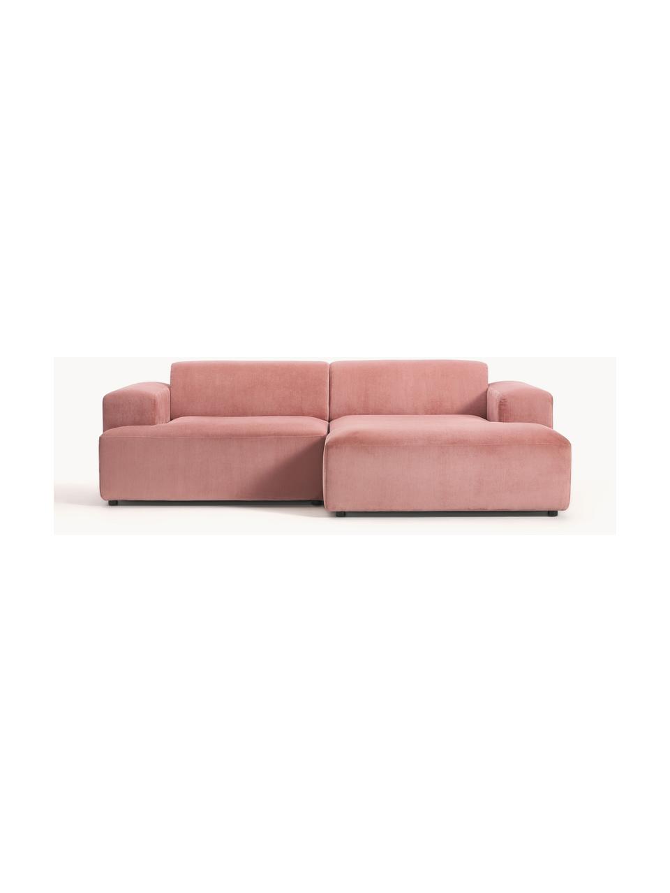 Cord-Ecksofa Melva (3-Sitzer), Bezug: Cord (92% Polyester, 8% P, Gestell: Massives Kiefernholz, Spa, Cord Altrosa, B 238 x T 143 cm, Eckteil links