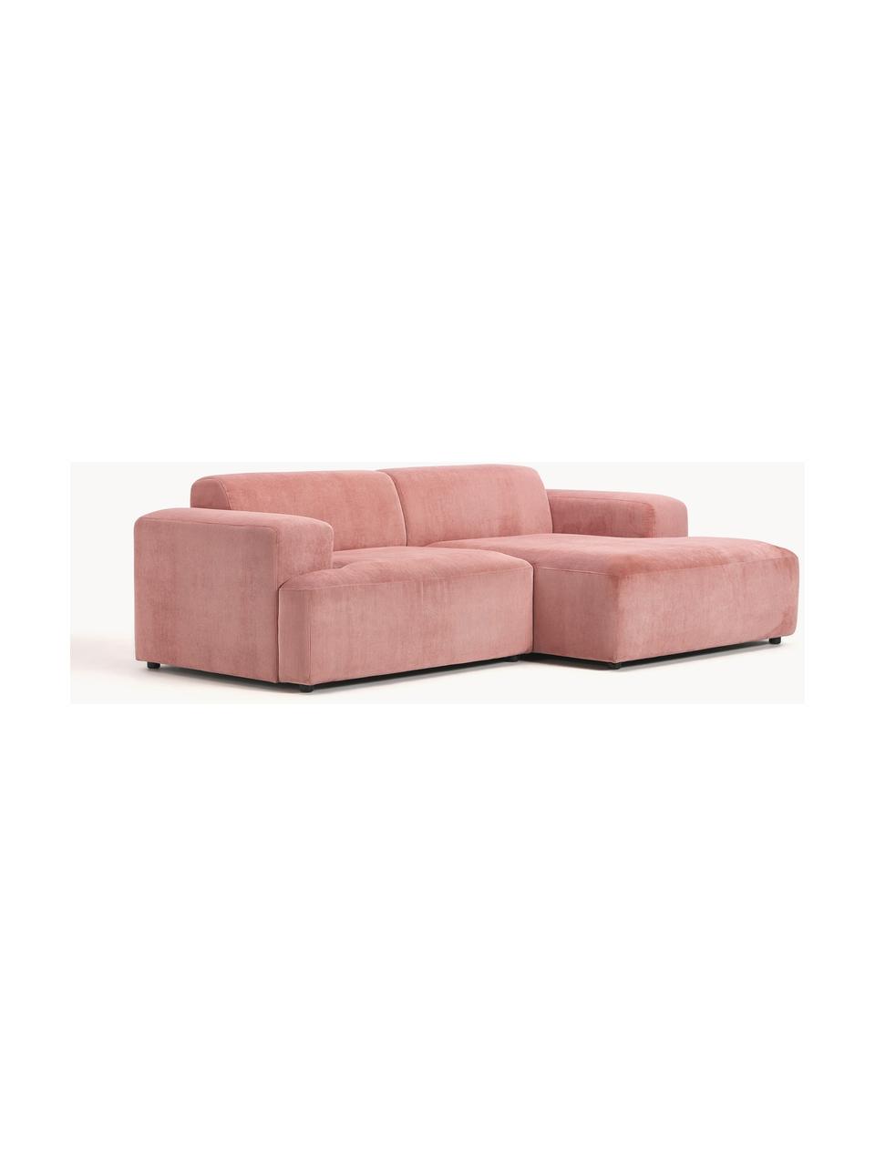 Cord-Ecksofa Melva (3-Sitzer), Bezug: Cord (92% Polyester, 8% P, Gestell: Massives Kiefernholz, Spa, Cord Altrosa, B 238 x T 143 cm, Eckteil links