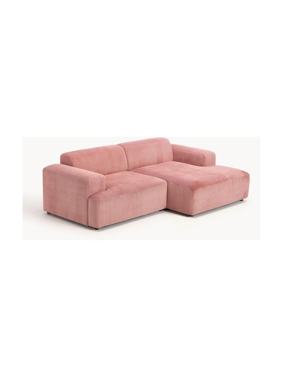 Cord-Ecksofa Melva (3-Sitzer), Bezug: Cord (92% Polyester, 8% P, Gestell: Massives Kiefernholz, Spa, Cord Altrosa, B 238 x T 143 cm, Eckteil links