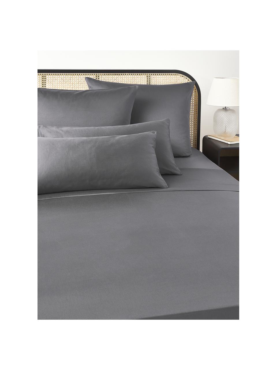 Baumwollsatin-Bettlaken Comfort, Webart: Satin Fadendichte 250 TC,, Dunkelgrau, B 240 x L 280 cm