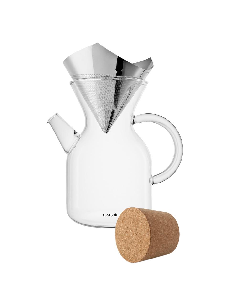 Set de cafetera de vidrio Vetro, 3 pzas., Transparente, acero inoxidable, 1 L