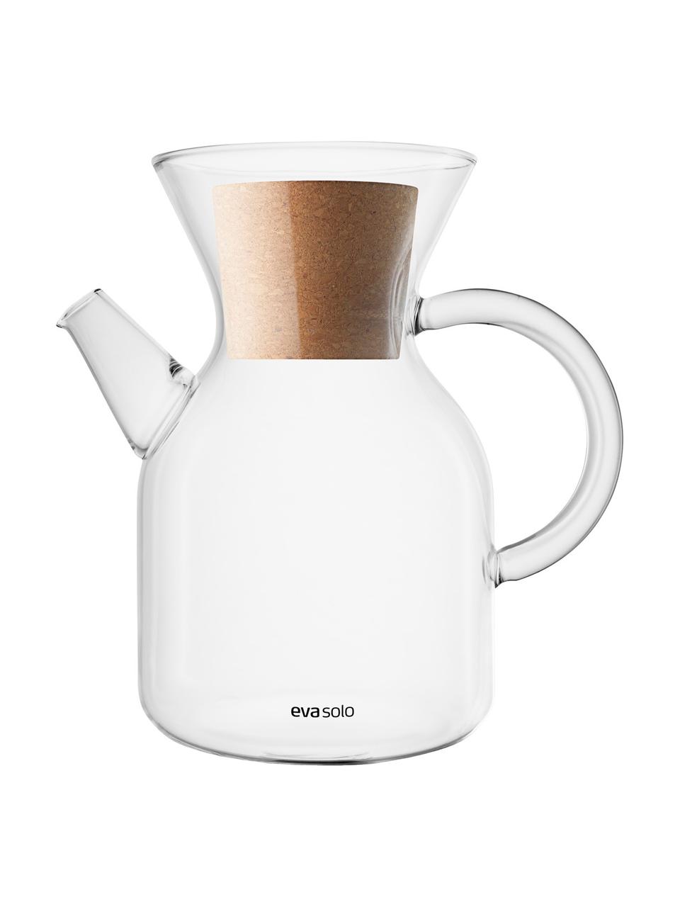 Cafetière Vetro van glas met filter en deksel, Cafetière: borosilicaatglas, Deksel: kurk, Transparant, edelstaalkleurig, 1 L