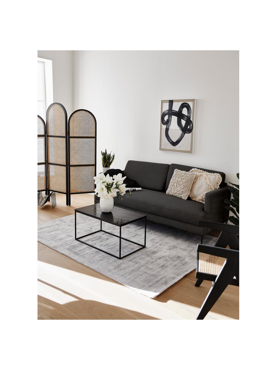 Sofa z metalowymi nogami Fluente (3-osobowa), Tapicerka: 100% poliester Dzięki tka, Stelaż: lite drewno sosnowe z cer, Nogi: metal malowany proszkowo, Ciemnoszara tkanina, S 196 x G 85 cm