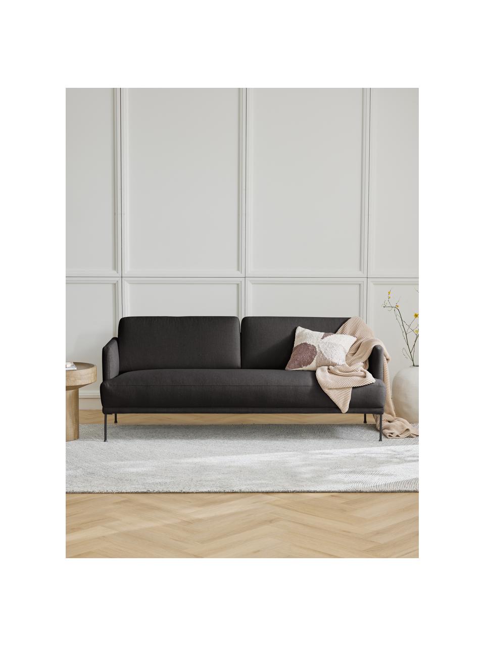 Pohovka s kovovými nohami Fluente (3místná), Tmavě šedá, Š 196 cm, H 85 cm