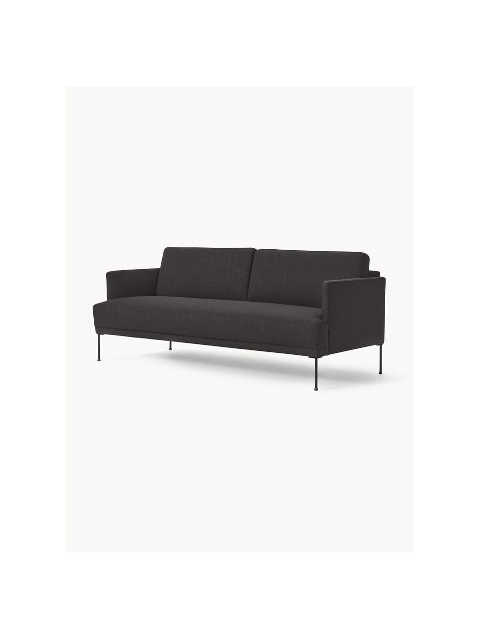 Sofa Fluente (3-osobowa), Tapicerka: 100% poliester Dzięki tka, Stelaż: lite drewno sosnowe, Nogi: metal malowany proszkowo , Antracytowa tkanina, S 196 x G 85 cm