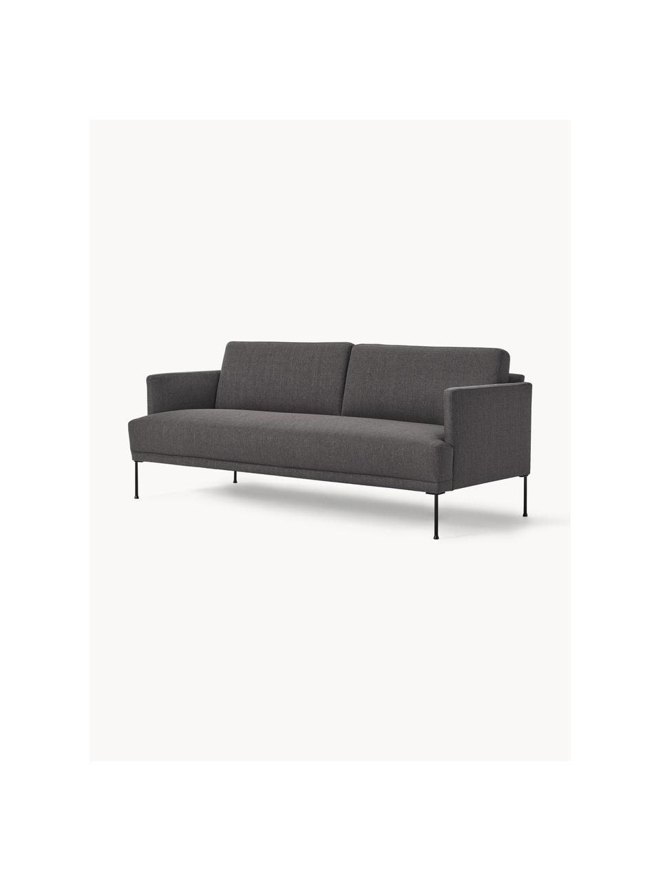 Sofa Fluente (3-Sitzer), Bezug: 100% Polyester Der hochwe, Gestell: Massives Kiefernholz, Füße: Metall, pulverbeschichtet, Webstoff Anthrazit, B 196 x T 85 cm