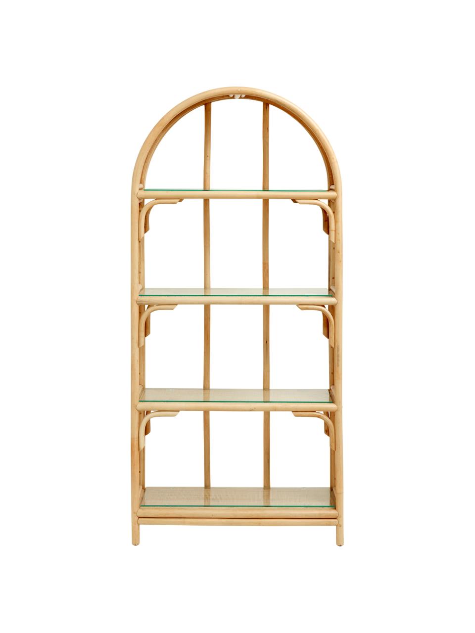 Libreria in rattan con ripiani in vetro Bali, Rattan, vetro, Marrone, Larg. 83 x Alt. 173 cm