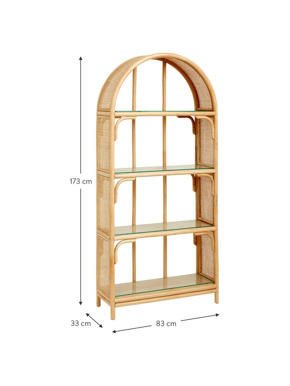 Estantería de ratán Bali, Ratán, vidrio, Marrón, An 83 x Al 173 cm