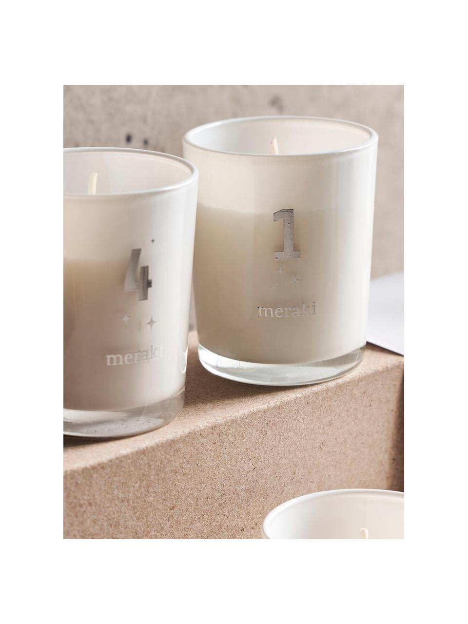 Set 4 candele dell'Avvento Frozen Meadow, Candelabro: vetro, Bianco, Ø 6 x Alt. 7 cm