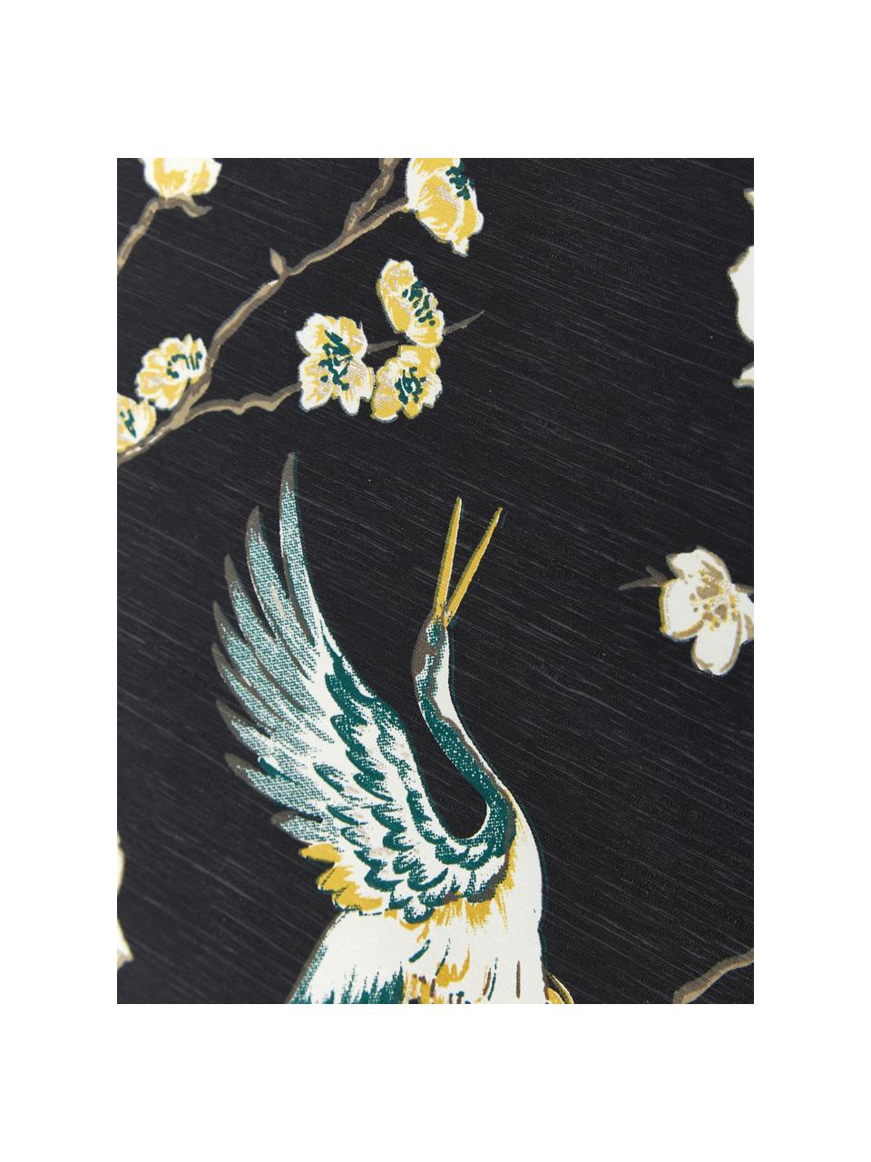 Carta da parati Japanese Flowers, Tessuto non tessuto, Nero, bianco, blu, giallo, Larg. 52 x Lung. 1005 cm
